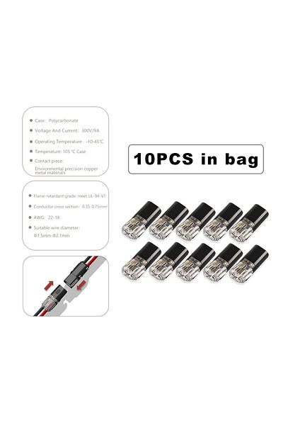 Choice Cable Snap Connector 10/20pcs 2 Pin 2 Way Universal Compact Wire Terminals, No Wire-Stripping Requir