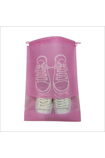 Choice M 27X36cm 2pcs Pink Nonwoven Shoe Storage Bag Transparent Dustproof Dirty Dustproof Drawstring Bag B
