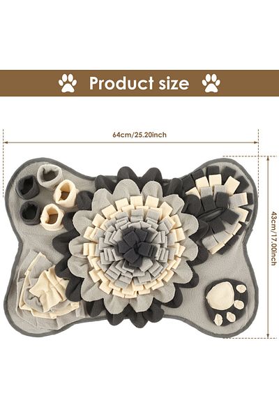 Choice 64x43cm Grey Pet Snuffle Mat Anti Slip Dogs Sniff Pad Soft Polyester Interactive Dog Treat Dispenser