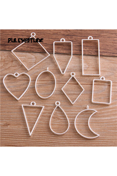 Choice 10 قطع/30 قطعة من الفضة اللامعة، 7 ألوان، حلية هندسية، غراء مجوف، صيني...