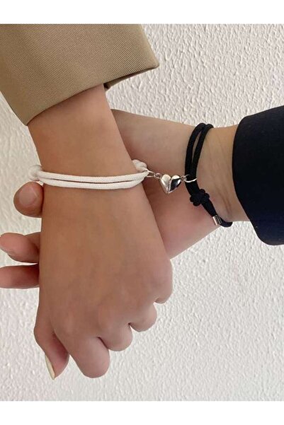 Choice Silver Plated 2 pons color braided rope magnetic love couple bracelet ...