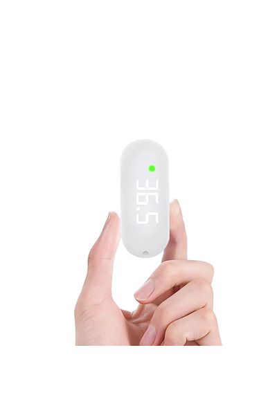 Choice مقياس حرارة الجبهة الرقمي القابل لإعادة الشحن من AJC Medical باللون الأبيض، دقة سريرية إلكترونية بدون تلامس