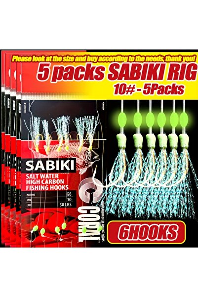 Choice مقاس 10، 5 عبوات من TAKBAS، 1/5 عبوات من أدوات صيد السمك Sabiki، أدوات...