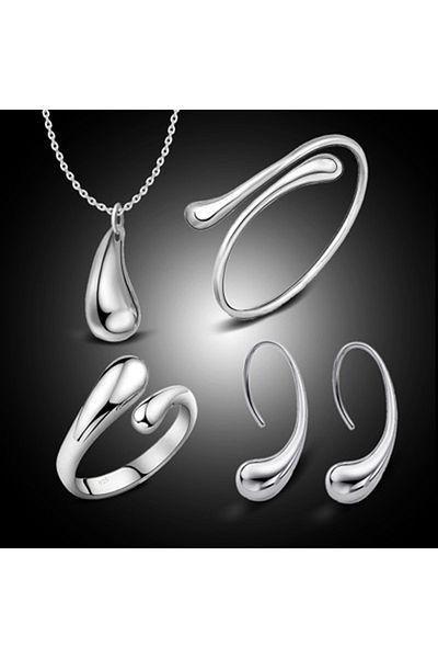 Choice Four sets of silver European/American Hot Selling Exquisite Water Drop Style Fashionable Electroplat