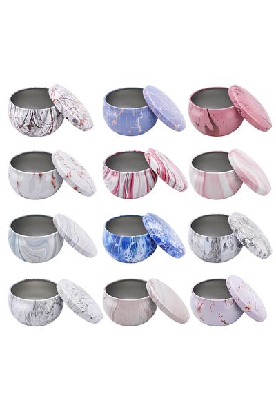 Choice MULTI 12 Pcs 1.57* 2.36inch (about 4* 6cm) Marble Round Candle Container Mold Container, Reusable St