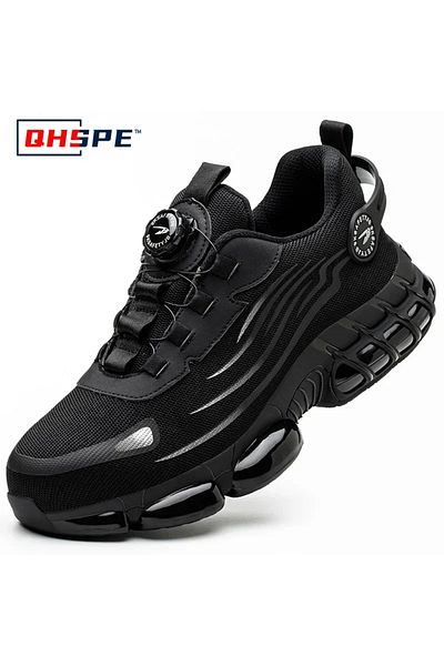 Choice 44 A-Black Rotating Button New Safety Shoes Men Anti-smash Anti-puncture Work Shoes Fashion Men Spor
