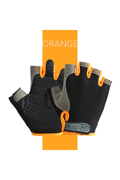 Choice S Orange Breathable Anti-Slip Half Finger Gloves for Fitness Cycling S...