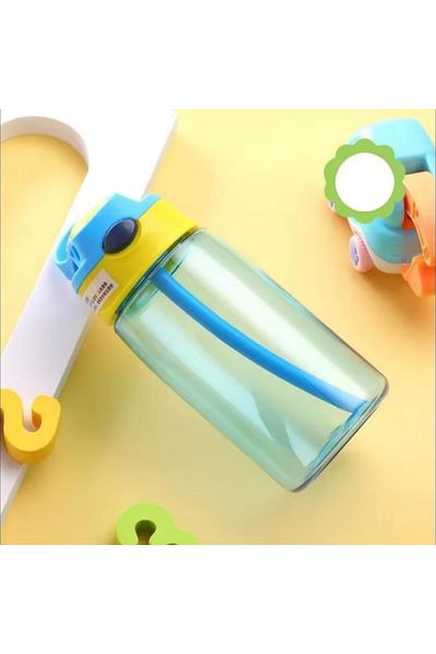 Choice 480ml Blue 480ml Water Bottle With Straw Kids Girls Portable Travel Bottles Gym Sports Fitness Cup S