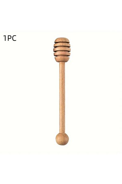 Choice Brown 1pc Sustainable Wooden Honey Dipper - Natural Wood, Honeycomb Design, Perfect for Healthy & Su