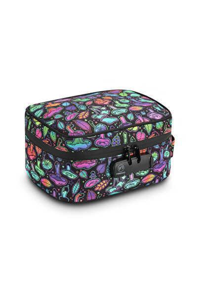 Choice حقيبة تخزين محمولة للسفر بطبعة فطر كبيرة مقاومة للرائحة مع قفل ومقبض