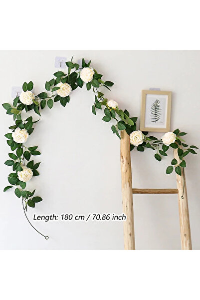 Choice white Kahaul Artificial Silk Peony Big Flowers Vine Christmas Rattan W...