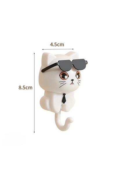 Choice1 White 1pcs Kitten Hooks Cartoon Cats Gravities Induction Decorative Hooks Storage Racks for Keys Umb