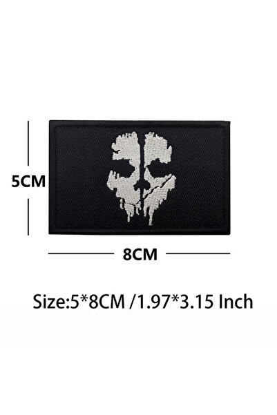 Choice1 01-Black White Call of Duty Ghost Face Mask Badges Fabric Applique Em...