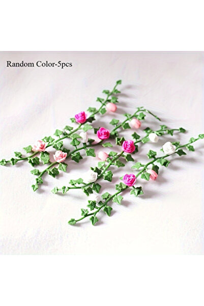 Choice لون عشوائي - 5 قطع 5 قطع مشهد حديقة مصغرة لبيت الدمية مع كروم الزهور م...