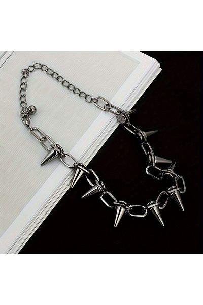 Choice Black Punk Gothic Studded Rivet Spikes Necklace Vintage Choker Hip Hop Necklace For Party Birthday V
