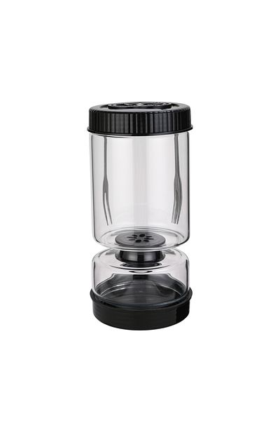 Choice black Glass Olive and Pickle Strainer Jar, Olive Container Hourglass Jar with Strainer Flip Pickle C