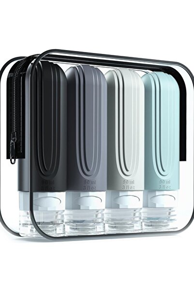 Choice5 مجموعة من زجاجات مستحضرات التجميل للسفر من السيليكون الأسود سعة 90 مل...