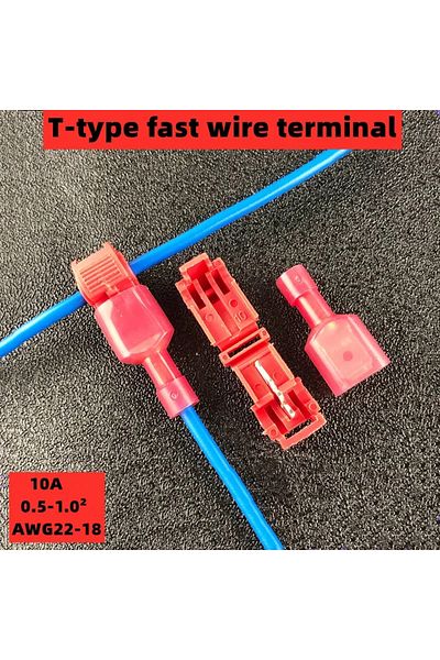 Choice 50 PCS (25 pairs) T1 red 50 PCS,T-shaped Crimp Terminal,Electrical Connector,Connection Clamps,Qu