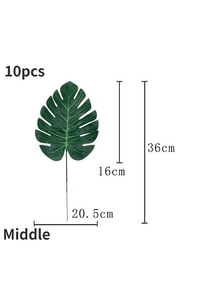Choice G 10pcs Tropical Palm Leaves Summer Monstera Artificial Silk Turtle Leaves For Home Hawaiian Luau B.