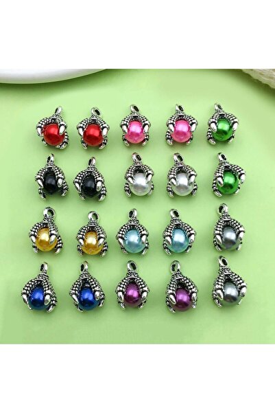 Choice Colorful-20pcs 20pcs 10*16mm Colorful Alloy Dragon Claw with Ball Charms Pendants for DIY Bracelet N