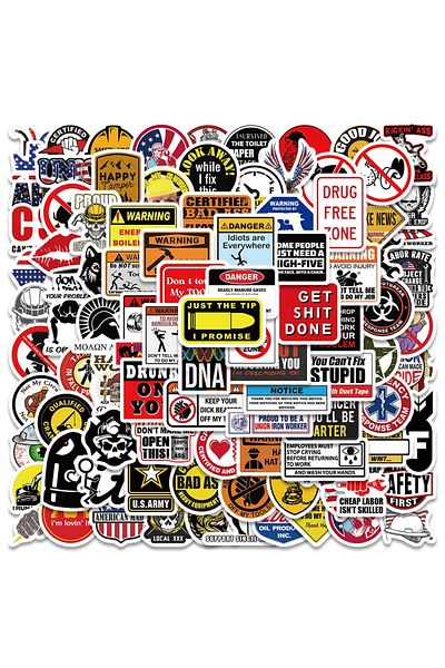 Choice 98pcs 98PCS brand logo fun safety helmet stickers motorcycle car tools construction workers helmet d