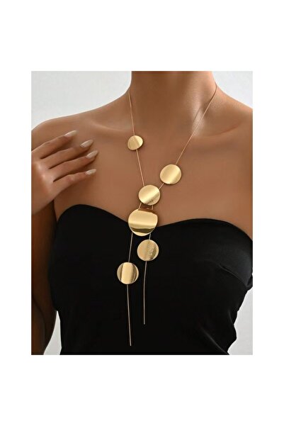 Choice Gold Fashion in Europe and The United States Temperament Large Round Piece Long Necklace Women's Per