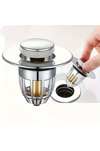 Choice 1PC Silver Universal Rebound Drain Plug Filter Basin Pop-up Chrome Sink Filter with Hair Catcher Bat