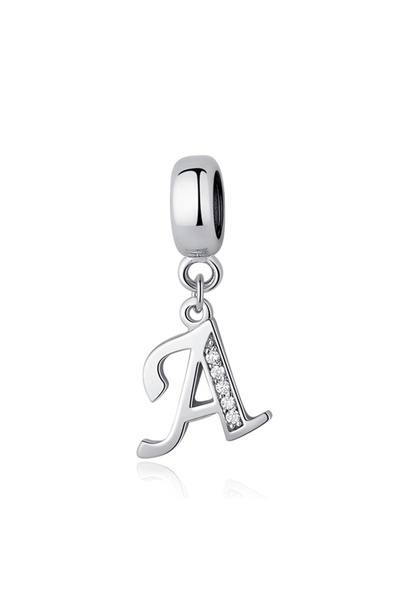 Choice1 A Original Silver Plated Charms Alphabet A-Z Letter Pendant Beads Pave CZ Fit Pan Bracelets Necklac.