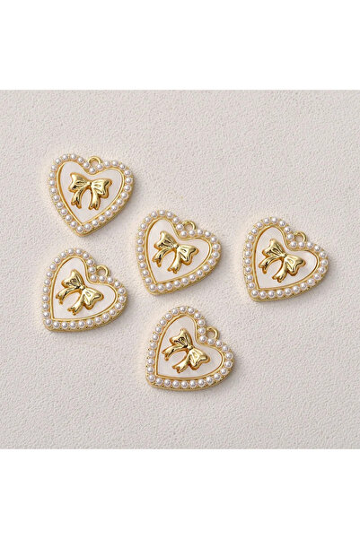 Choice دلايات من سبائك الزنك الأبيض على شكل قلب من اللؤلؤ الصناعي 21 مم، قطعت...