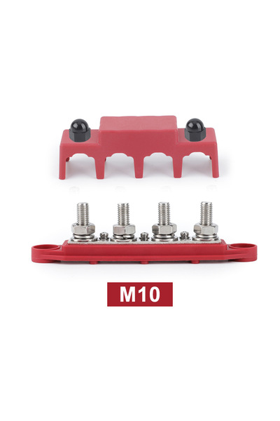 Choice3 Red M10 Marine Bus Bar 12V 250A Power Distribution Blk 4 Posts Juncti...