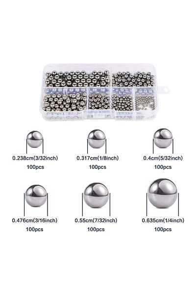 Choice 600pcs( Box) 600Pcs, 6 Size 1/4" - 3/32" Sae Precision Chrome Steel Assorted Loose Bicycle Bearing B