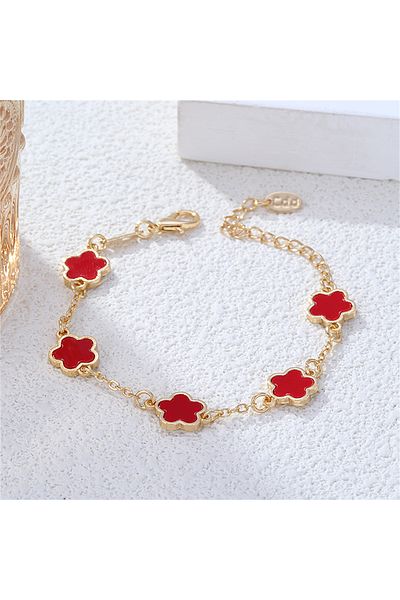 Choice Red Hot Selling New Plant Clover Adjustable Bracelet For Women Gold Plated Single Sided Five Leaf Fl