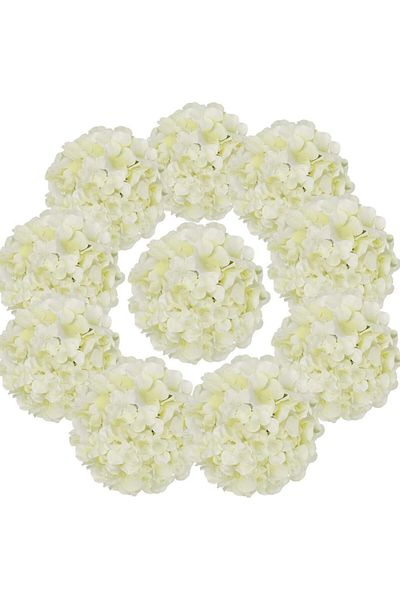 Choice Milky White 10pcs Silk Hydrangea Heads Artificial Flowers Heads With Stems For Home Wedding Decor