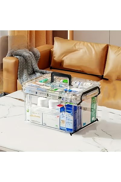 Choice black Convenient and Transparent Medicine Organizer Box for Home and Travel with Easy Access