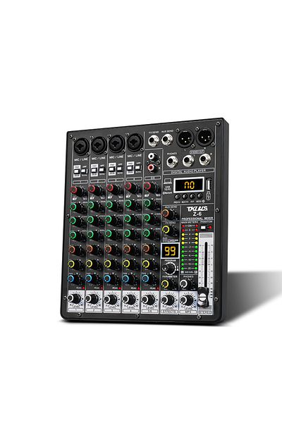 Choice Z-6 TKLBLS Professional 6-Channel 99DSP Audio Mixer 48V Phantom Power USB Studio Karaoke Bluetooth D