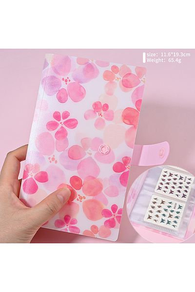 Choice TD134-01 120 slots Nail Sticker Storage Book 19.3*11.6cm Clear/Butterfly/Flowers/Leaves Cover Nail