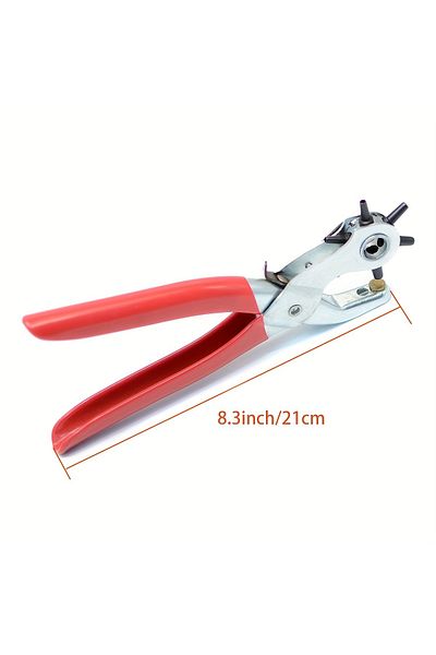 Choice red Leather Punch, 6-Size Rotating Belt Hand Hole Punch, Multi-Size Home DIY Easy, Suitable for Belt