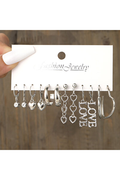 Choice CS5729501JCA2 طقم أقراط متدلية على شكل قلب فضي عتيق للنساء المراهقات، ...