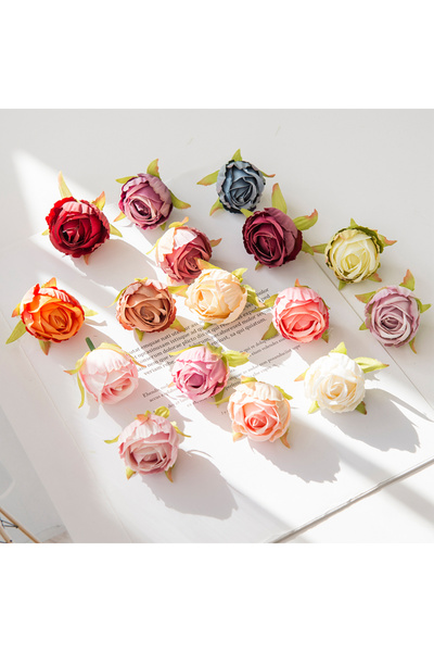 Choice16 20 قطعة من براعم الشاي حرير الرخيصة متعددة الألوان، رؤوس ورود، أكالي...