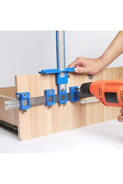 Choice Black Color Cabinet Hardware Jig, Punch Locator Drill Guide,Wood Drilling Dowelling Guide for Instal
