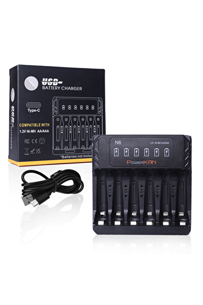 Choice شاحن بطارية N6 POWERKAN N6 لبطاريات 1.2 فولت Ni-MH AA AAA رقم 5 رقم 7 ...