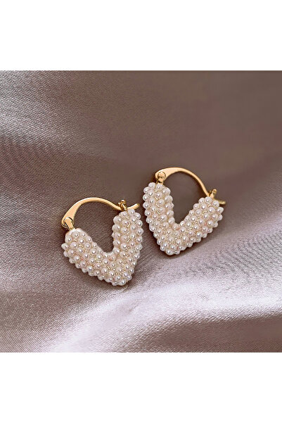 Choice أقراط ذهبية فاخرة بتصميم جديد فريد من نوعه على شكل قلب من اللؤلؤ على ش...