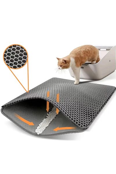 Choice S-30x45cm Gray Pet Cat Litter Mat Waterproof Double Layer Cat Litter Trapping Pet Litter Box Mat Cle