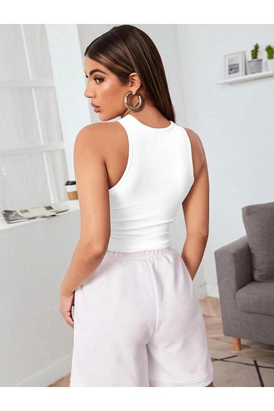 Lucky Line Rose Women's Asymmetrical One Shoulder Cut Out Detailed Camisole Crop Tank Top