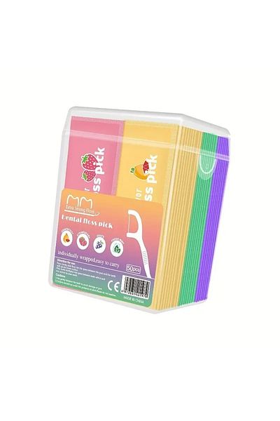 Choice MULTI 50pcs Fruit-Flavored Dental Flosser Picks - Portable, Disposable and Hygienic for Deep Cleanin