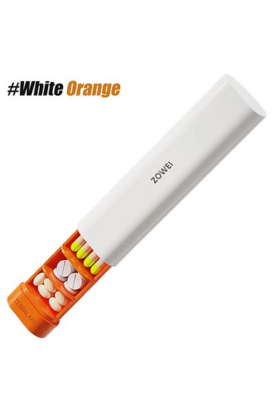 Choice White-Orange Pill Organizer Box 7 Day, Weekly Travel Pill Case Holder, Daily Pocket Pharmacy Dispens