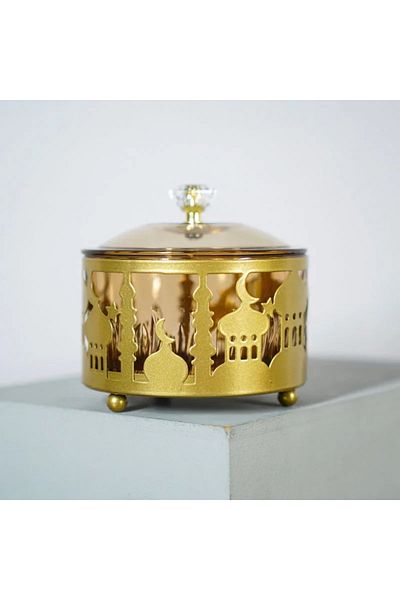 Choice Gold1 Snacks Tray Ramadan Decoration Food Trays Eid Mubarak Dessert Storage Metal Box Ornament Musli