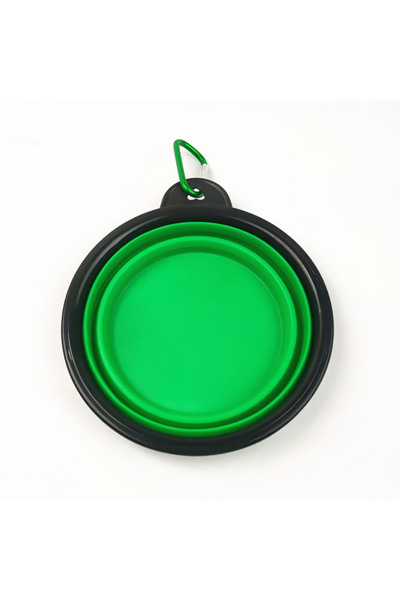 Choice وعاء جديد قابل للطي باللون الأخضر بسعة 350 مل مع سلسلة مفاتيح وعاء للحيوانات الأليفة وعاء محمول للسفر للكلاب وعاء مريح للقطط غير قابل للانزلاق