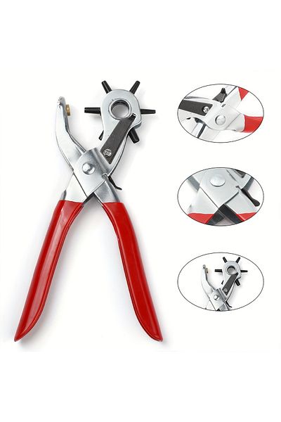 Choice Red Leather Belt Hole Punch Plier Kit Hole Eyelet Puncher Sewing Machine Bag Watchband Strap Househo