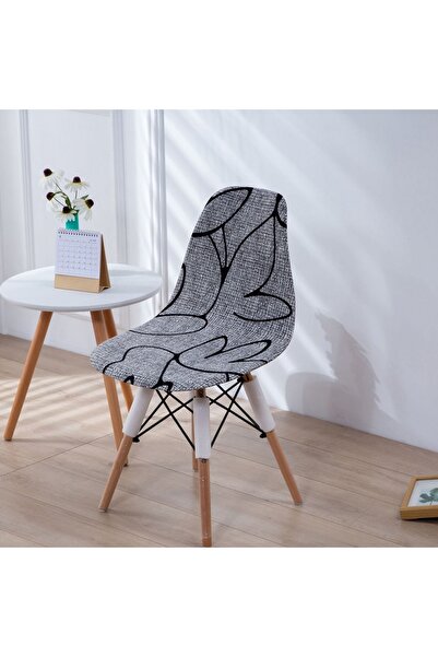 Choice غطاء كرسي صدفي بلون عادي، قطعة واحدة، أغطية مقاعد طعام مطبوعة قابلة للتمدد، كرسي بدون أذرع قابل للإزالة